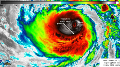 Fotos de satélites mostram passagem do tufão Mawar na ilha de Guam