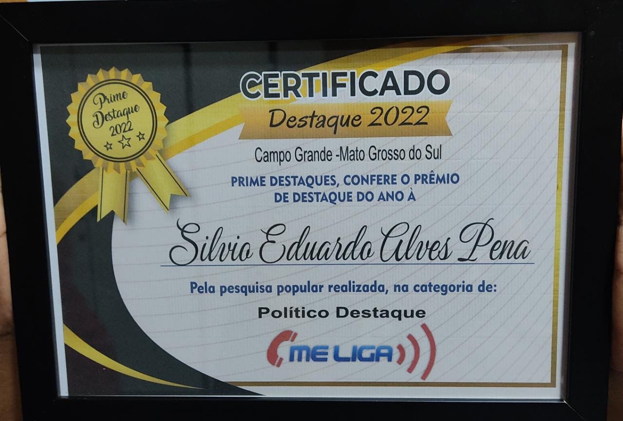 Vereador Silvio Pitu recebe prêmio de político destaque no município de Campo Grande/MS
