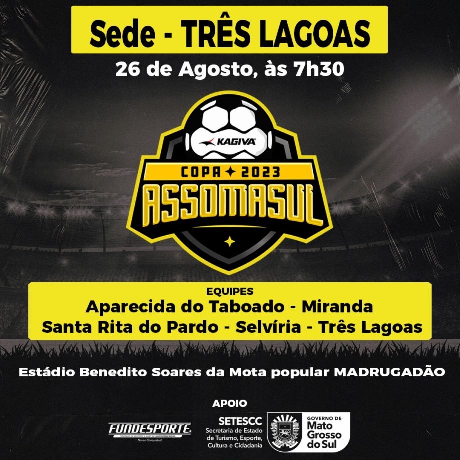 Três Lagoas sedia segunda fase da Copa Assomasul neste sábado (26)