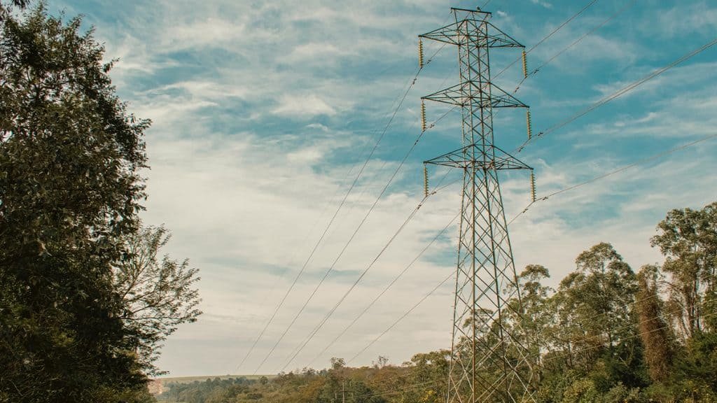 Torre de energia em horto florestal de Piracicaba