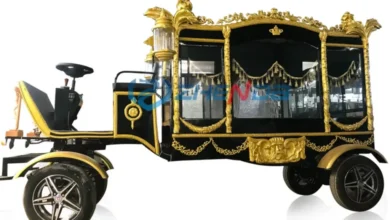 Anúncio divulgado pela empresa chinesa Zhenda oferece um carro funerário elétrico