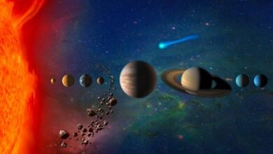 Montagem com planetas do Sistema Solar