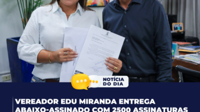 Vereador Edu Miranda entrega Abaixo-Assinado com 2500 assinaturas exigindo asfalto no Bairro Jardim das Nações