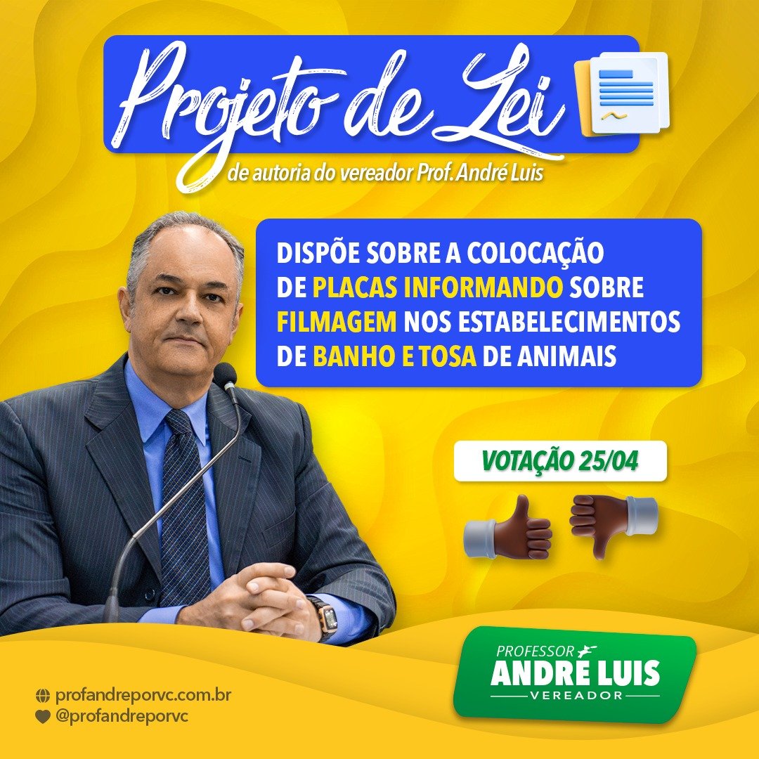 Vereador Prof. André Luis propõe que pet shops informem se possuem sistema de videomonitoramento