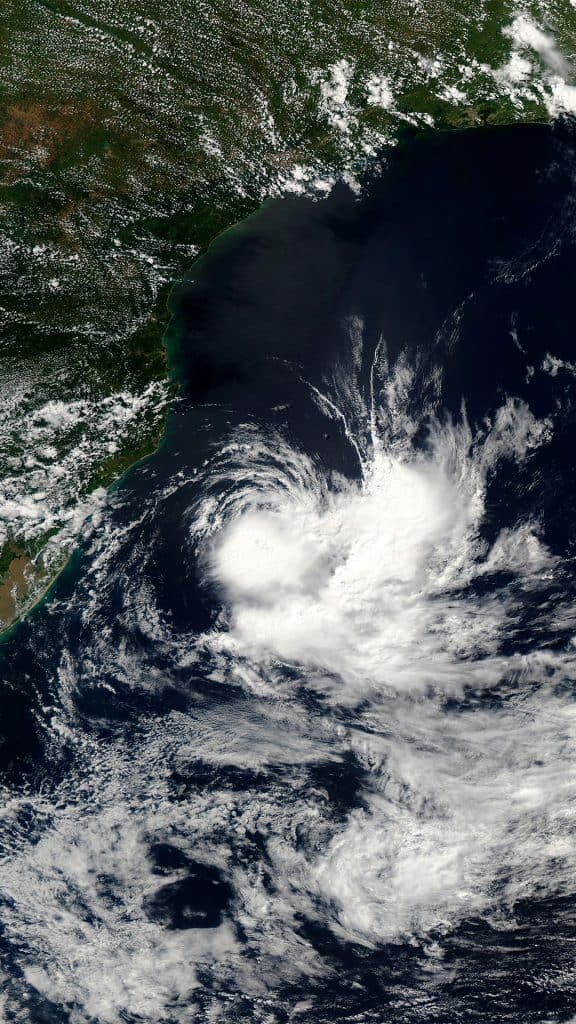 Visão de satélite do Furacão Anita, um dos furacões que já atingiram o Brasil